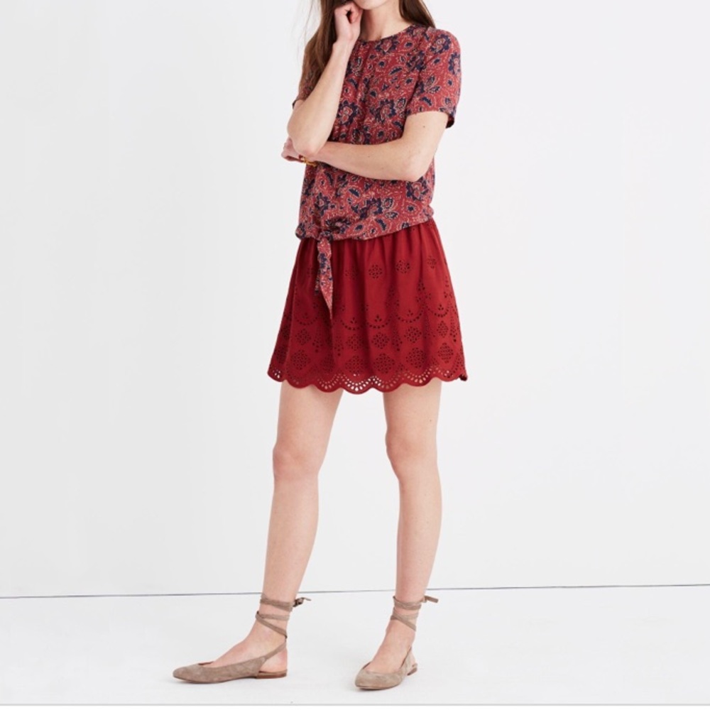 Madewell Red Eyelet Skirt